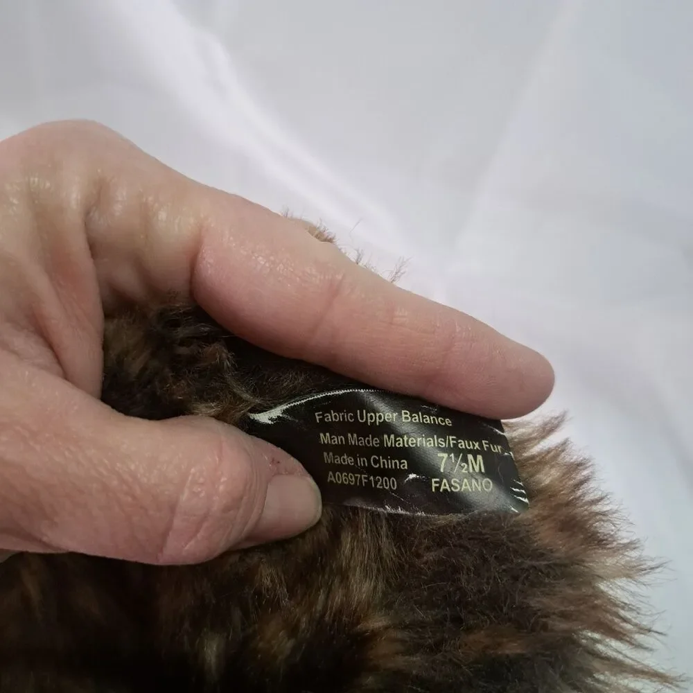 Natural Soul FASANO Brown Faux Fur Lined Mid-Calf Boots Women's 7.5 Zip Strap‎
